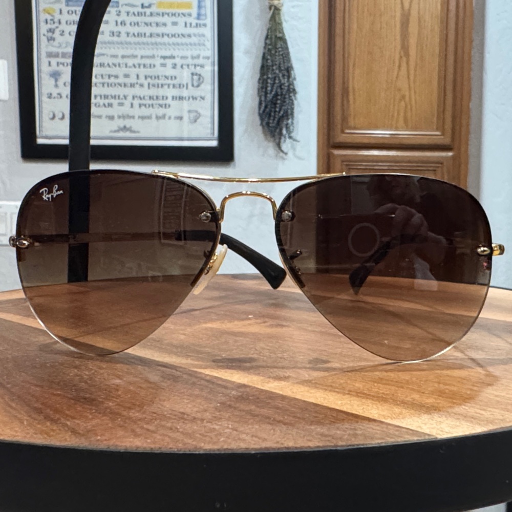 Ray-Ban Gold Frame Sunglasses with Brown Lenses